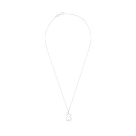 TOUS Collar de Plata de Primera Ley para Mujer con Dije de Oso de 12 mm, 45 cm de Largo, Plata de Ley 925, Delicado y Elegante, Colección Galaxy