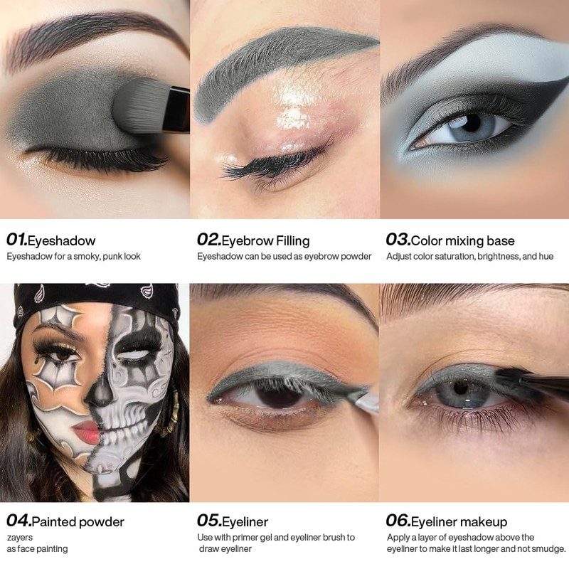 DE'LANCI Dark Gray Eyeshadow Matte, Single Matte Grey Eyeshadow Palette