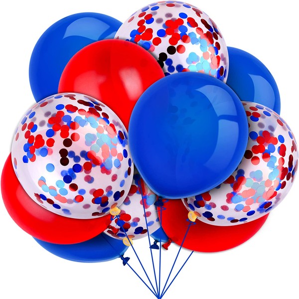 80 Piece 12 Inch Confetti Latex Balloons Event Party Supplies St Patrick's Day 4th July Labor Day Mardi Gras Wedding Birthday Baby Shower Balloons(Red, Blue)