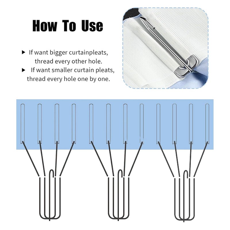 Pinch Pleat Curtain Hooks, 4 tine pin curtain hook made