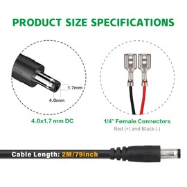 Varbmt 4.0x1.7mm DC Plug Trail Camera, Trail Camera Power Cord, 6.5FT(2M) 4.0x1.7mm DC External Power Cable Compatible with Tactacam Reveal X, XB, SK, Snyper Cameras, 2PCS