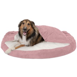 Furhaven Cozy Pet Beds for Small, Medium, and Large Dogs and Cats - Snuggery Hooded Burrowing Cave Tent, Deep Dish Cushion Donut Dog Bed with Attached Blanket, and More