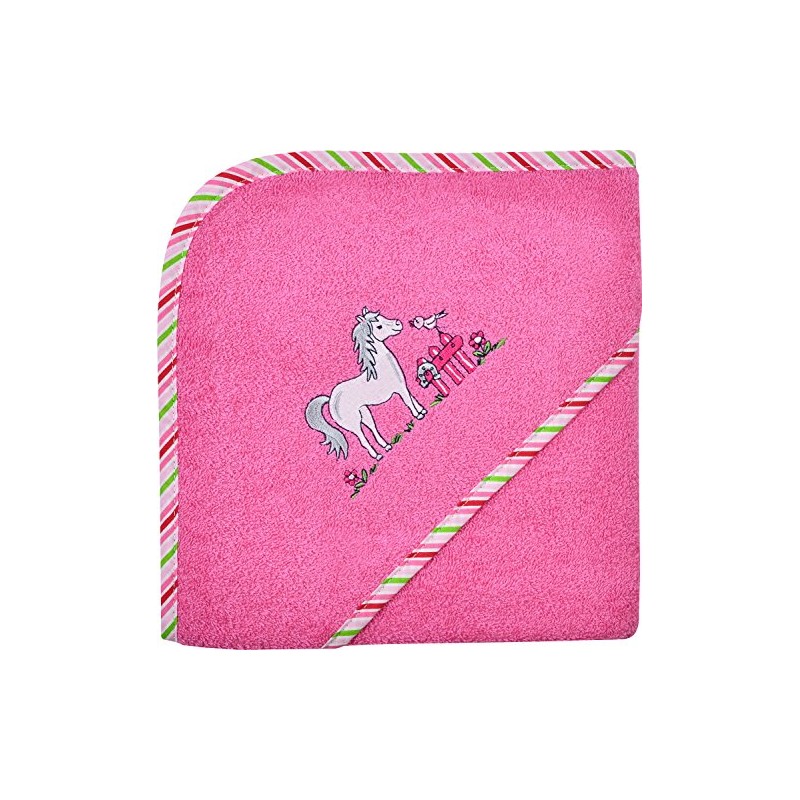 Wörner Kapuzenbadetuch "Pferd" Walk-Frottier pink Größe 100x100 cm