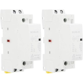 2 Pcs DC Contactor, BCH8-25 2NO 50/60HZ 25A Household Contactor, DC 12V/24V Coil Voltage, DIN Rail Mount Modular Contactor for Intelligent Control System Circuit Control (DC 12V)