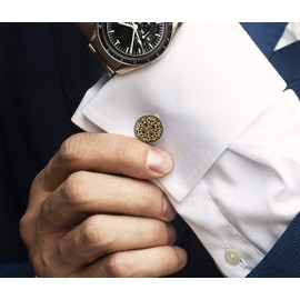 Cufflinks for Men, Cufflinks for Men, Cufflinks for Wedding, Business, Father's Day, Gift for Men, 18K Gold Plated with Luxury Wooden Gift Box, Brass, No Gemstone