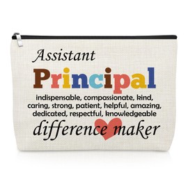 Gevody Assistant Principal Gifts for Women Makeup Bag Principal Assistant Retirement Leaving Job Gifts for Teacher Appreciation Cosmetic Bag Christmas Teacher's Day Travel Cosmetic Pouch for Her