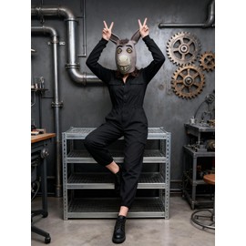 Derlinvine Donkey Mask, Latex Animal Head Mask, Novelty Deluxe Party Cosplay Animal Costume for Festival Ball Party Props