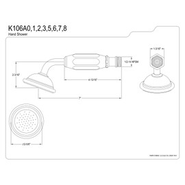Kingston Brass K106A0 Victorian Hand Shower Head, Matte Black 6.88 x 2.56 x 2.25
