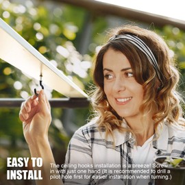 Argojolo Ceiling Hooks – Vinyl Coated Screw Hooks – 1-1/2 Inches Cup Hooks – Screw-in Hooks – 20 Pack – Black