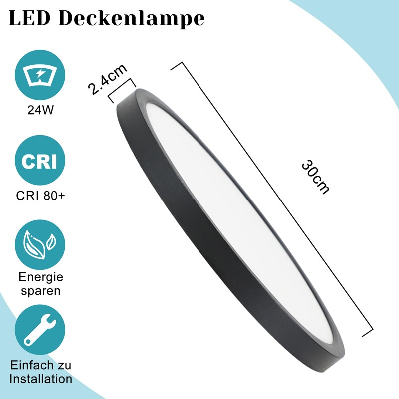 ZMH Ceiling Light LED Ceiling Light Bathroom - Diameter 30