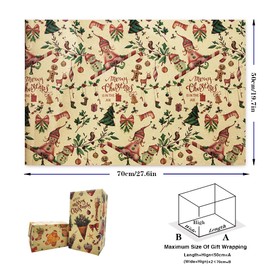 Christmas Kraft Wrapping Paper 6 Sheets 6 Designs,Xmas Brown Gift Wrapping Paper 50 X 70CM,Vintage Prints Baking Time Drops Gift Berry Elf Gift Wrap Paper Sheets For Christmas Holiday Party Supplies