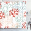 TOMPOP Shower Curtain Pattern Red Pink and Mint Corals Tropical