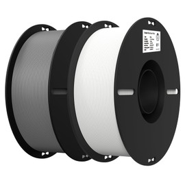 Creality 3D Printer Filament, PLA Filament 1.75mm Bundle for 3D Printing, Ender PLA Filament 3D Printers, No-Tangling, Strong Bonding & Overhang Performance, Accuracy +/- 0.02mm (White & Grey 2-Pack)