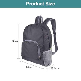 Mikiuly Foldable Backpack, Ultra Light, Unisex Daypack for Men and Women, Foldable Backpack, Hiking Backpack for Camping, Hiking, Travel, Sports, Climbing, Cycling, Black, black