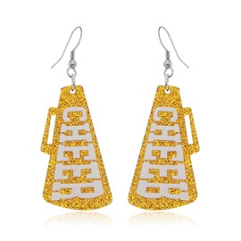 CHEER Megaphone Dangling Earrings Lightweigt Rugby Football Game Day Earrings for Fans Players, 1, Resin, No Gemstone