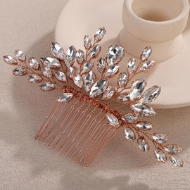 Rumtock Handmade Rose Gold Side Headpiece Women Wedding Hair Accessories Wedding Dancing Ball Party (Rose Gold)