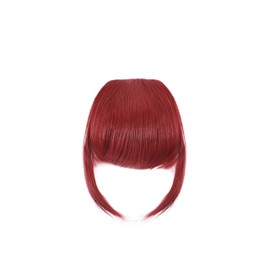 Fashion Clip In Bangs Hair Extensions Front Full Neat Bangs Fringe 2 Clips One Piece Thick Straight Hairpiece Accessories Hairpiece For Women Dark Red