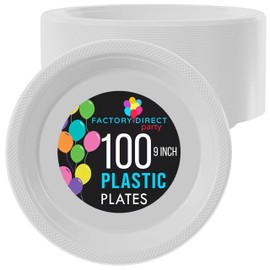 Exquisite White Plastic Plates 100 Count I 9 Inch I Round White Disposable Plates - Disposable White Dinner Party Plates For All Occasions - White Plastic Party Plates For Parties