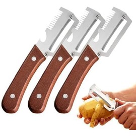 Pelador de Verduras Multifuncional 2026 Nuevo Modelo para Cocina, Hoja de Acero Inoxidable Ultra Filoso con Mango de Madera y Abrebotellas, Ideal para Verduras o Frutas que Requieren Pelado (3)
