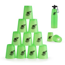 Cyfie Sports Stacking Cups, Flying Cups, Fast Stacking, Pack of 12, Plastic with Stem, For Competition Speed Stacking, Storage Bag Included