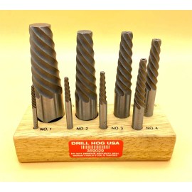 Drill Hog USA Spiral Easy Outs Set Round Screw Extractor Lifetime Warranty 8 Pc
