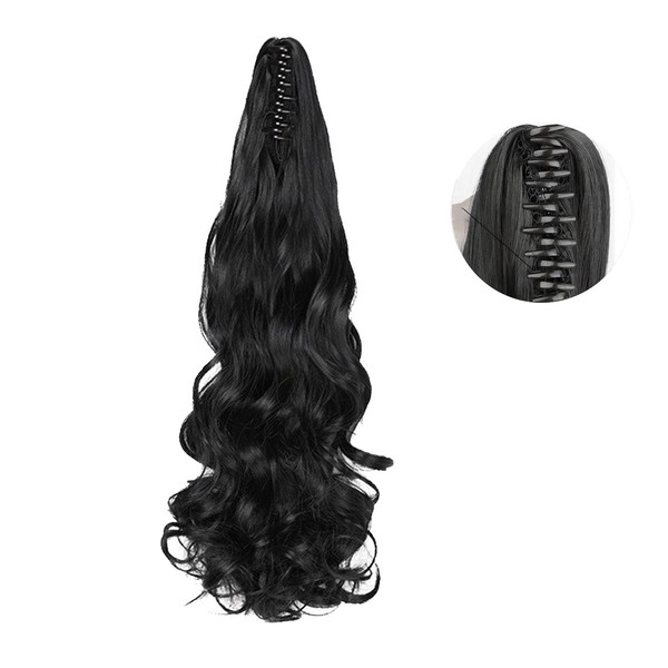 Cola de Caballo Ondulada con Garra Extensión de Cabello de