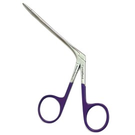 ArTLaB-Premium German Ear Wax Removing Removal Forceps 3.5" Shank, with Metallic Color Handle, Serrated Jaws Alligator Forceps (Purple Ring)