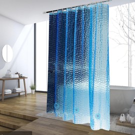 jssablo Blue Shower Curtain Liner, 100% Waterproof EVA 3D Shower Curtains with 3 Duty Heavy Bottom Magnets and 12 Rust Proof Grommets, 72x72 Weighted Shower Liner for Shower Stall, Bathtubs