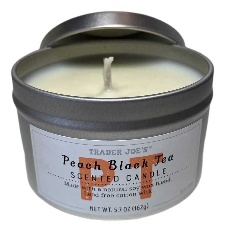 Trader Joe's Peach Black Tea Scented Candle, 5.7 oz (Pack