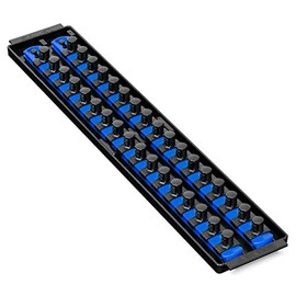 Ernst Manufacturing 19-Inch Socket Boss 2-Rail 1/2-Inch-Drive Socket Organizer, Blue (8457)