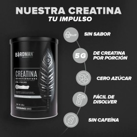 Birdman Creatina Monohidratada En Polvo de Alta Pureza | 90 servicios | 450g | Sabor Natural