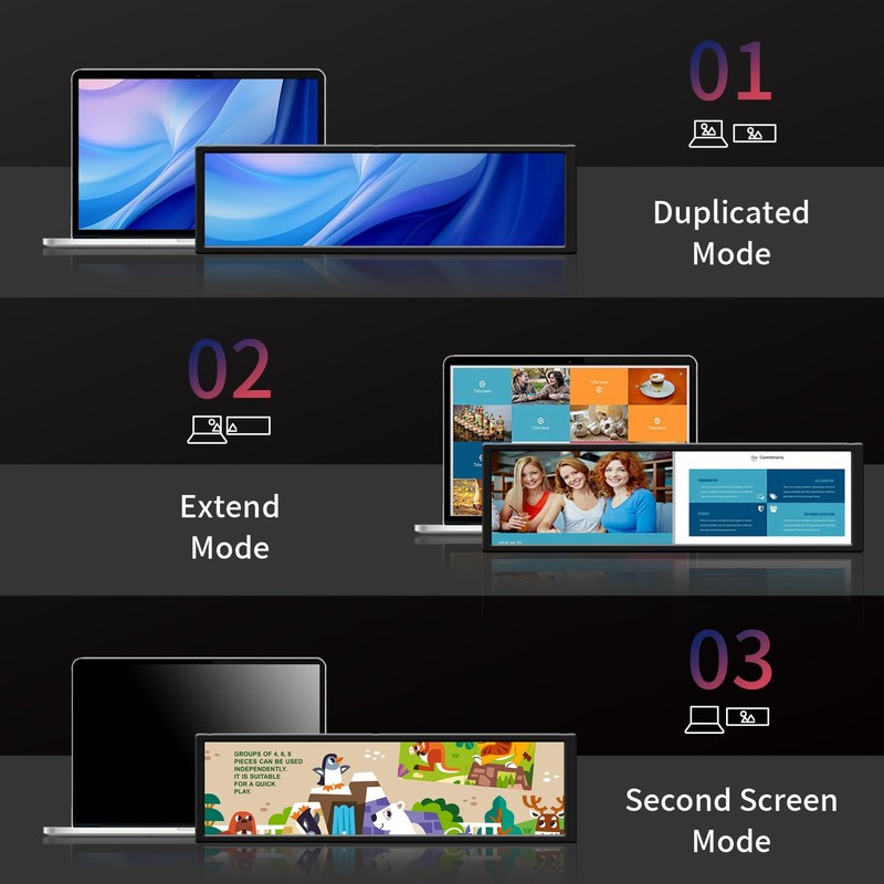 8.8 Inch Touchscreen Monitor,FHD IPS 1920x480 LCD Display,PC Temperature Monitor,Computer