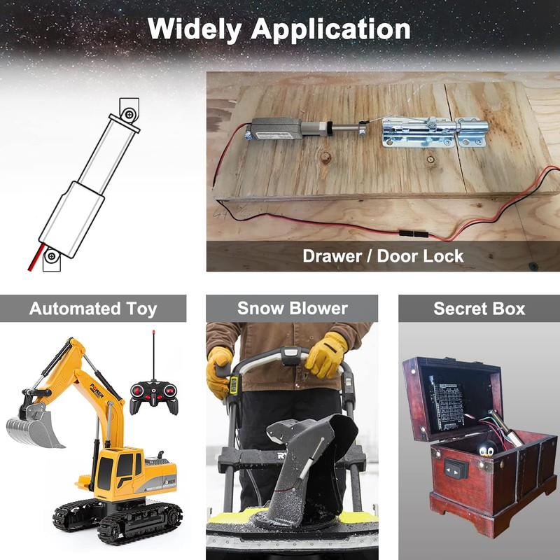 2" Stroke 12V Micro Linear Actuator with Momentary Switch, 188N/42lb