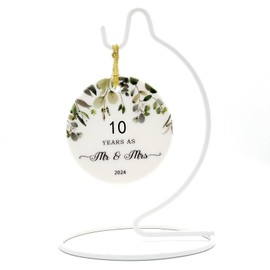 OWTTWO 10th Anniversary Wedding Gift - 10th Anniversary Ornament with Never Fade Embossed Lettering and Patterns for Couples,Parents,Husband,Wife
