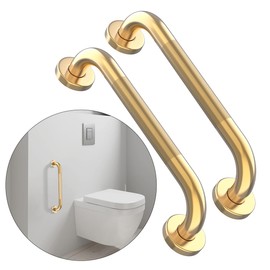 20 Inch Anti Slip Shower Grab Bar Gold, Munzong 2 Pack Bathroom Grab Bar, Knurled Bathroom Balance Bar,Safety Hand Rail Support Handicap Elderly Injury Senior Assist Bath Handle