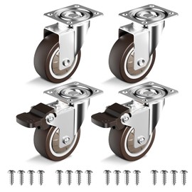 HOLKIE Castor Wheels 50mm Castors for Furniture with Safety Brake Caster Wheels Set of 4 Total Capacity 120KG (2 with Brakes and 2 without)