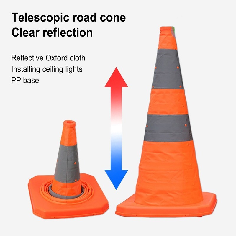 2 Set 30cm Traffic Cones Foldable Reflective Strips Road Safety