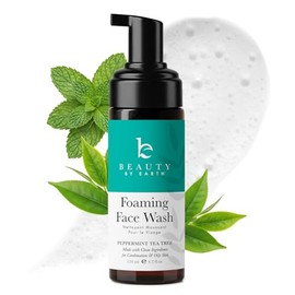 Beauty by Earth Limpiador facial espumoso, ingredientes naturales y orgánicos, lavado facial vegano, limpiador diario suave para pieles sensibles, gra