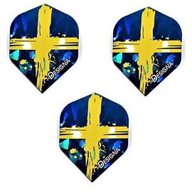Designa Vuelos holográficos de dardos de Suecia, bandera sueca de 75 micras (3 juegos - 9 vuelos)