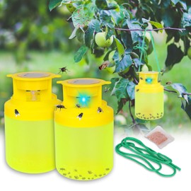 Outdoor Fly Trap Hanging Solar Powered Reusable Indoor Non-Toxic Flying Insects Killer for Indoor Outdoor Patio Garden Home
