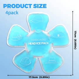 Heat Stress Relief Gel Ice Pack Inserts - 4 Pack Adjustable Cooling Bands for Hard Hats, Sun Hats, DIY Use in Factories, Farms, Summer Outdoor Activities