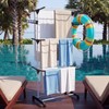 Leinuosen Pool Towel Holder Rack Outdoor Black Foldable with Wheels