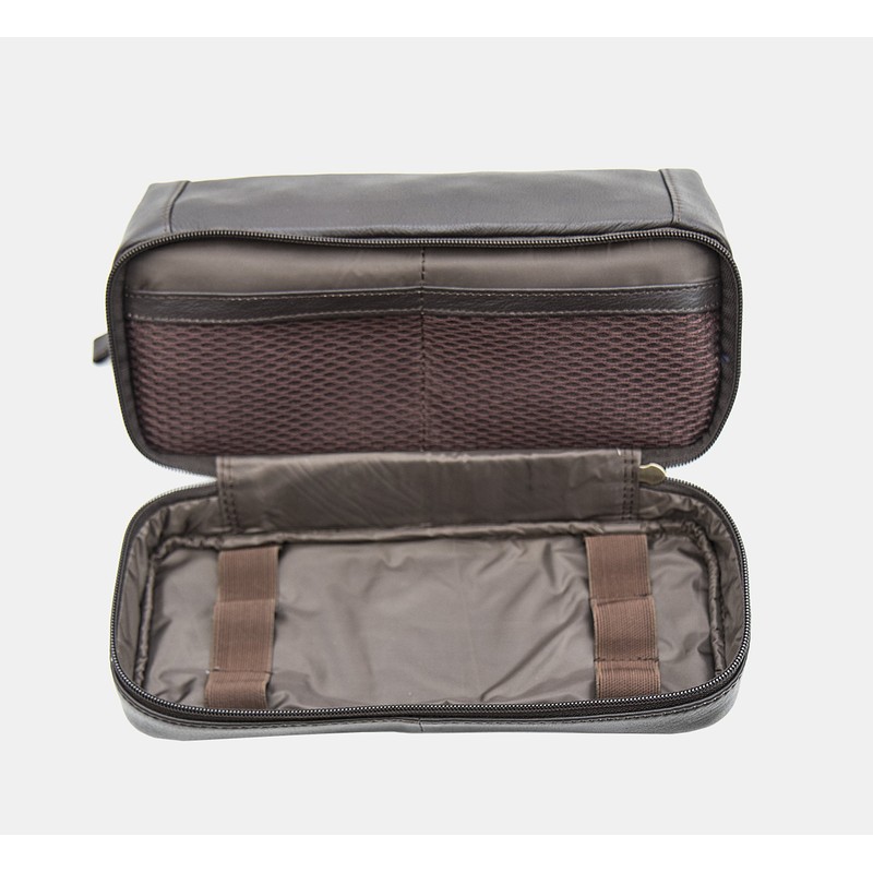 Prime Hide Soft Brown Leather Zipped Bottom Wash Bag Toiletry