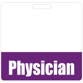 Physician Badge Buddy (Purple) - Horizontal Heavy Duty Badge Tags for Doctors - Double Sided Badge Identification Card