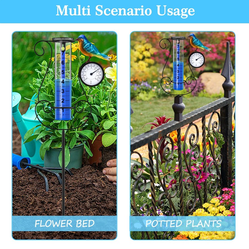 Rose Manor Outdoor Rain Gauge, Large Color Digital Rain Gauge