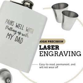 Bonus Mom Gifts, Step Mom Birthday Gifts, Funny Gifts for Stepmom, Stepmom Gifts from Daughter, Bonus Mom Mothers Day Gift, Gifts for Stepmom Christmas, Hip Flask Pairs Well (My Dad White)