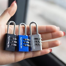 UP Security Small Combination Padlock, Travel Lock for Luggage, Suitcases, Backpacks and Outdoor Use, Combo Zipper Lock with Code (Silver, Edge-Square)