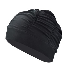 Samcos Swim Cap Women's Large Capacity Swim Cap Swim Cap Tight Loose Fit Long Hair Swim Cap (Black)