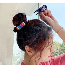 Rainbow Claw Clip Set (2pcs) for Updos and Half-Up Styles Half 10ea