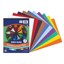 Tru-Ray® Heavyweight Construction Paper Pad, 10 Assorted Colors, 9" x 12", 40 Sheets